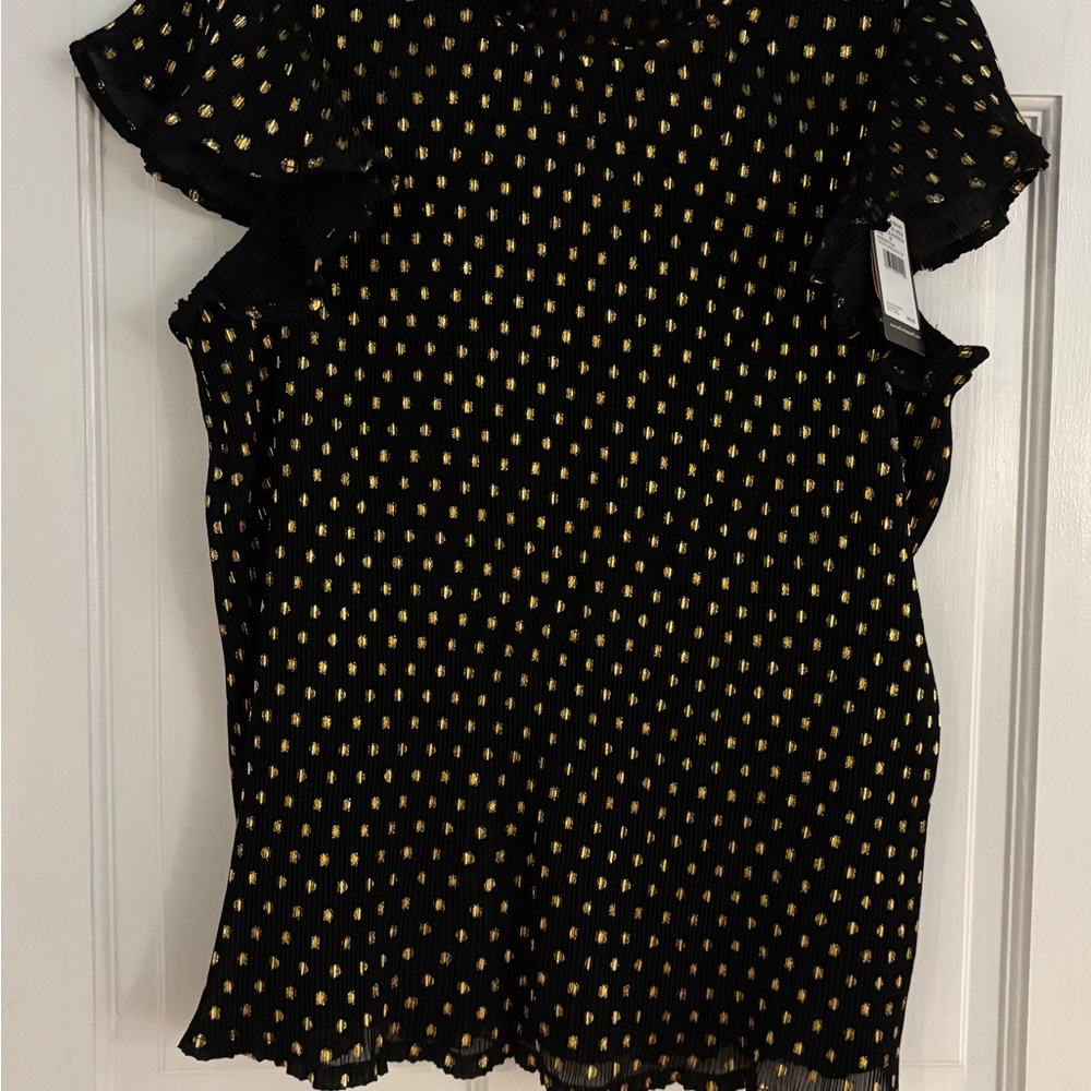 Adrianna Papell Black and Gold Blouse
